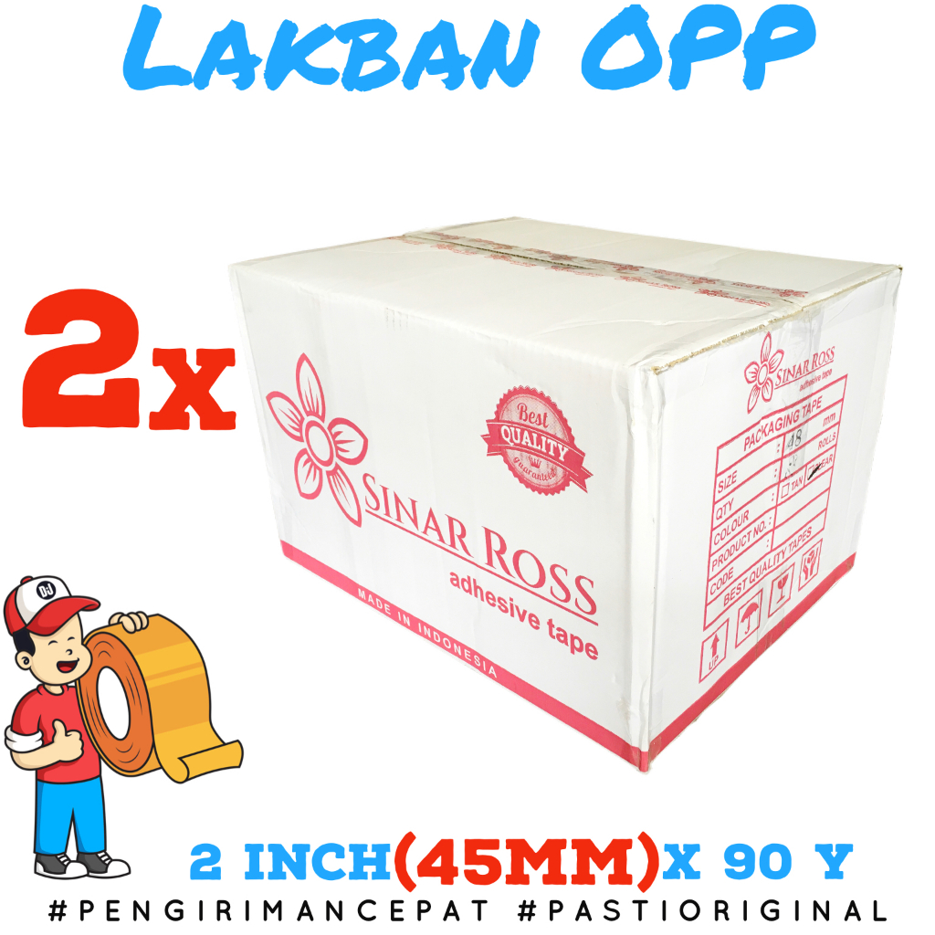 

[GOJEK] Lakban OPP SINAR ROSS Bening / Coklat 2 inch (45mm) 90YARD NESA PER 2 DUS