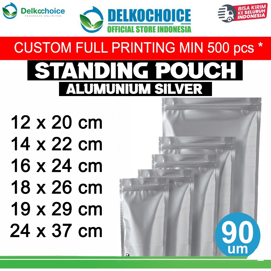 

Standing Pouch Silver Metalizing Alu Foil Delkochoice Kemasan Makanan