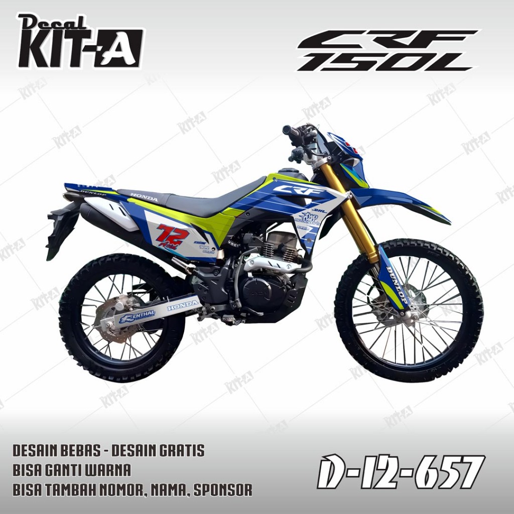 Decal CRF 150L motif BIRU HIJAU CERAH full body crf 150l D-I2-657