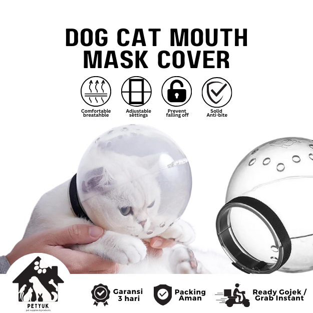 Helm Hewan Peliharaan Kucing Anjing / Bahan Breathable / Brongsong Penutup Mulut Anti Gigit