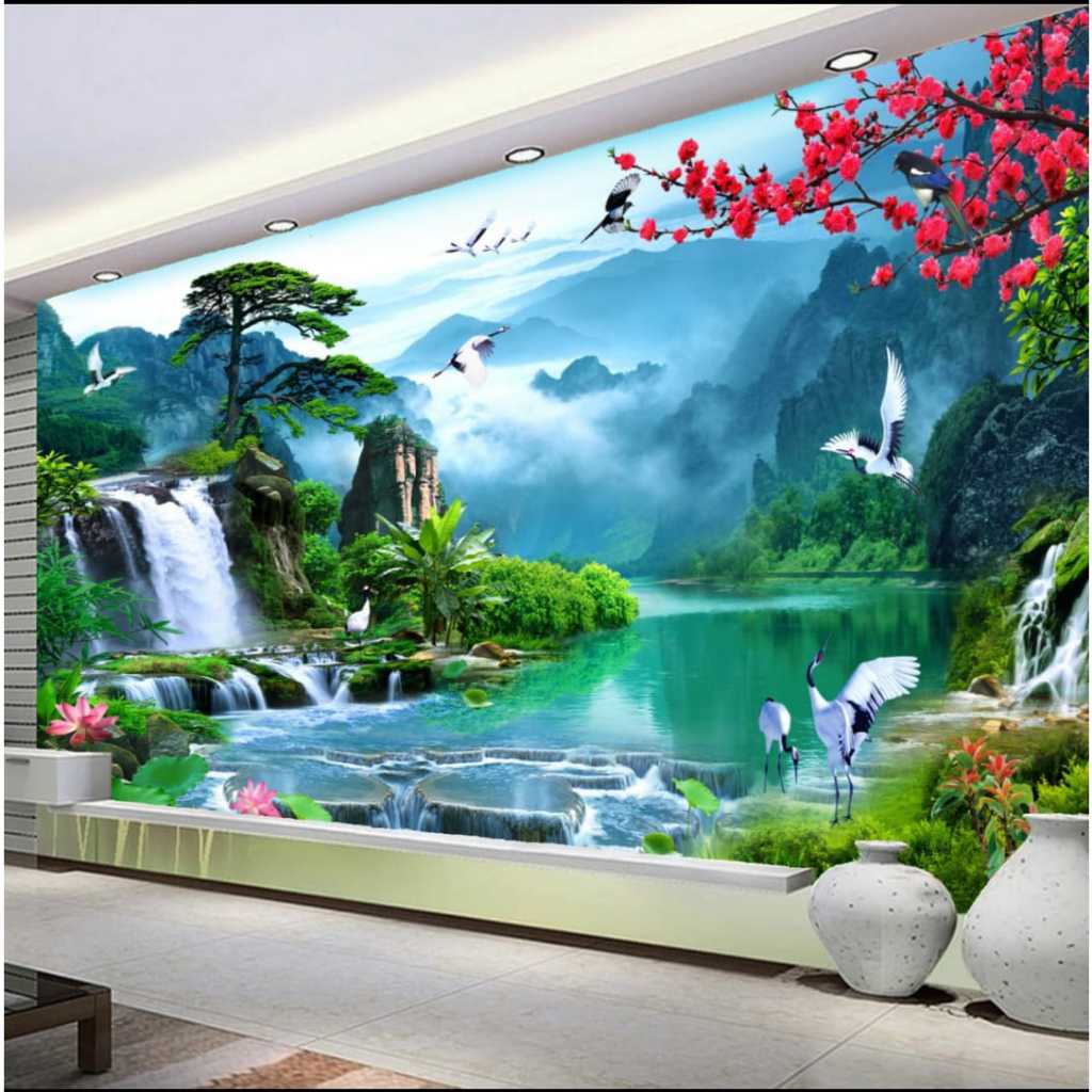 PRINTING WALLPAPER 3D PEMANDANGAN ALAM - WALLPAPER DINDING RUANG TAMU PEMANDANGAN ALAM TERMURAH