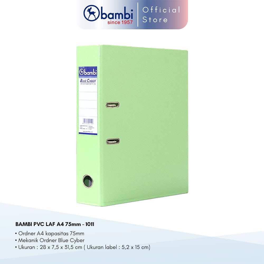 

Bambi Lever Arch File Ordner A4 Pastel Green Jumbo Size 75 mm Original