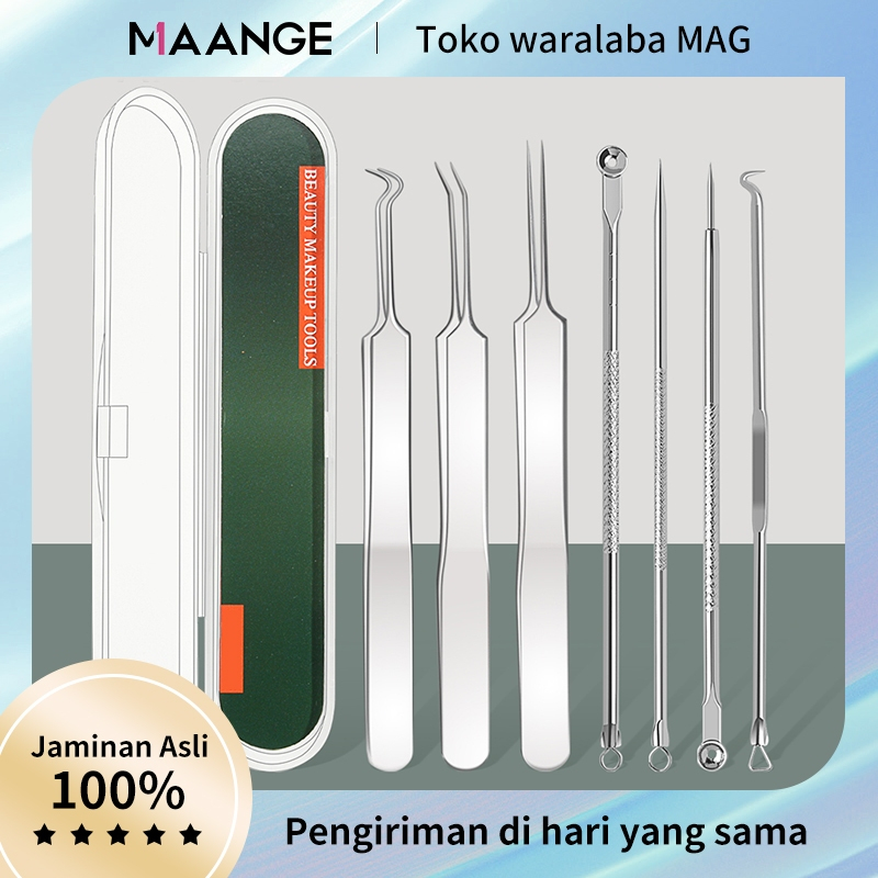 sHopYi- MAANGE Acne Alat Pembersih Komedo Jerawat 7 In 1 Pencabut Komedo Pemencet Jerawat Stainless