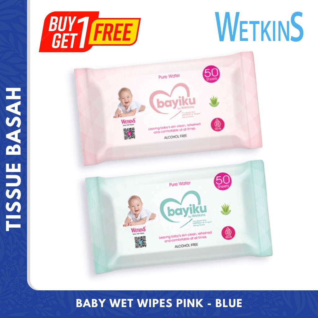 WETKINS TISSUE BASAH ANTISEPTIC 50 SHEET/ BABY BLUE / PINK 50 SHEET / GANTI POPOK 80 SHEET BELI SATU