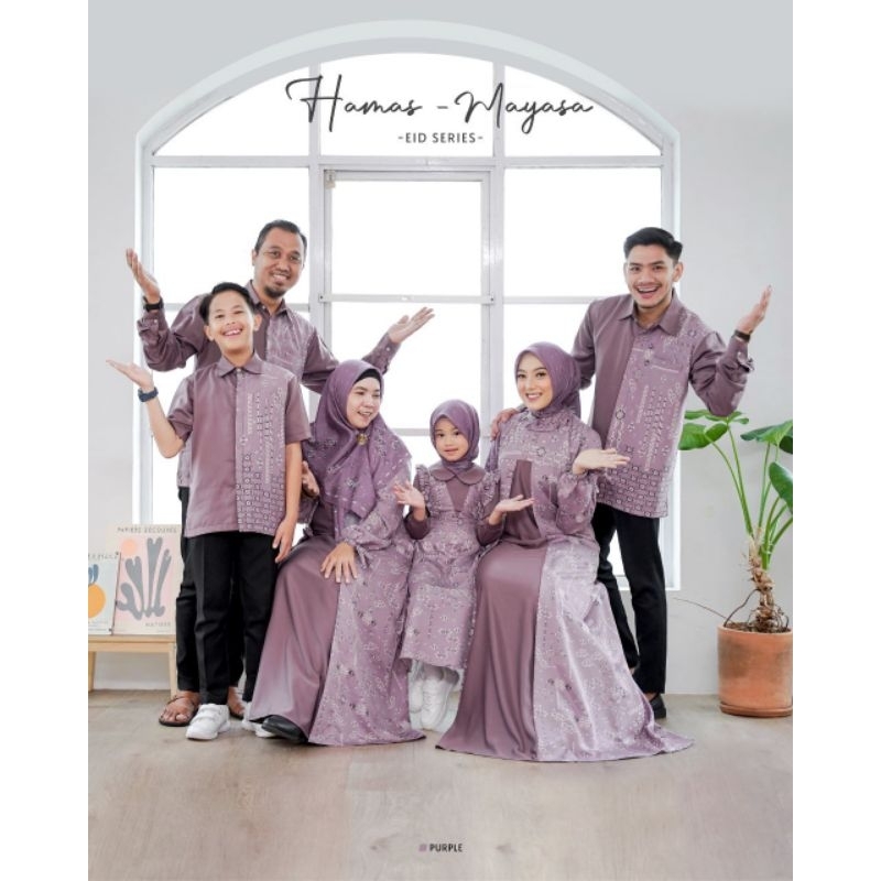 Original Sarimbit Mayasa Hamas Warna Purple Seragam Keluarga Terbaru Kekinian by Mouza Indonesia