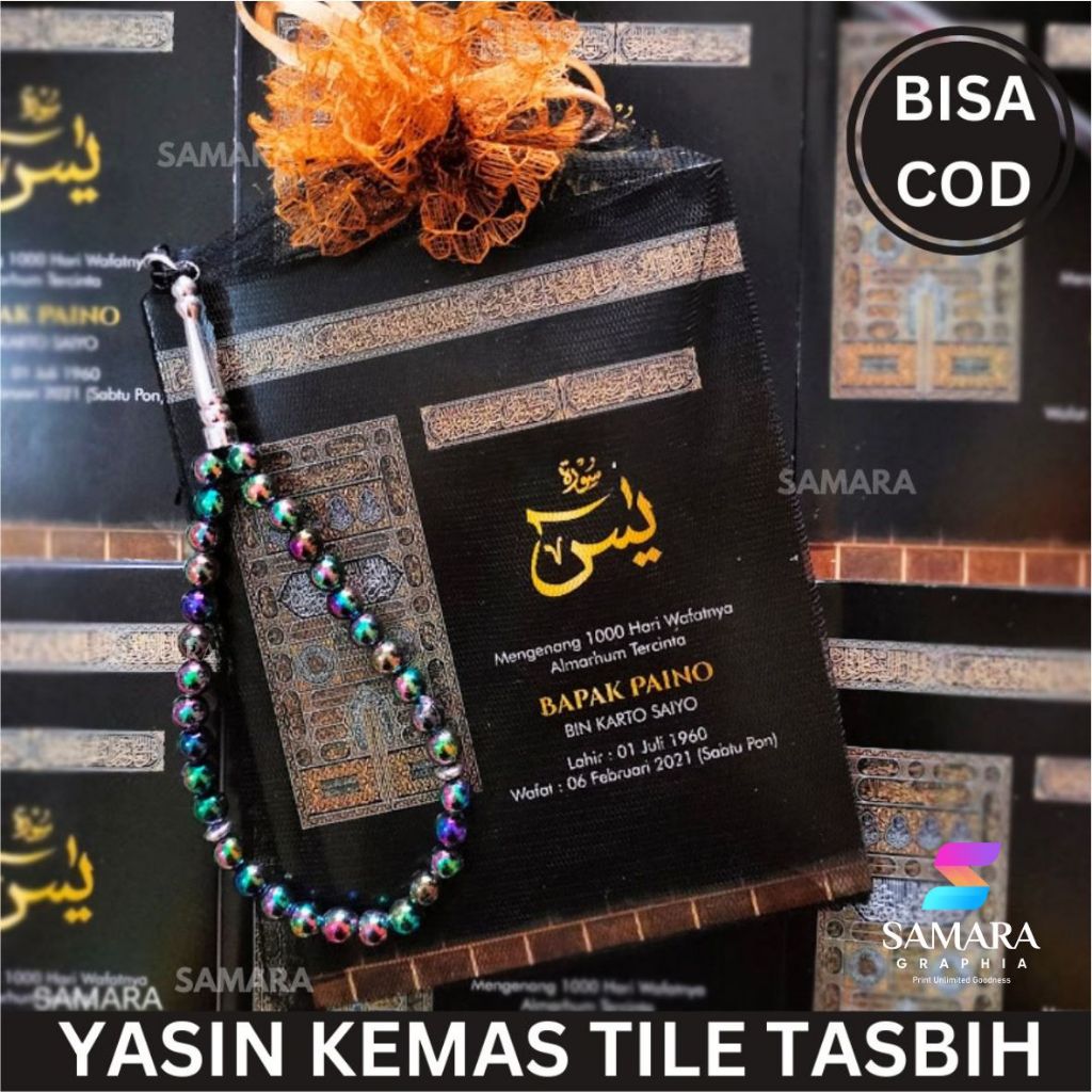 CETAK BUKU YASIN DAN TAHLIL CUSTOM MODEL MOZAIK 128 HALAMAN, SURAT YASIN DAN TAHLIL COVER ALMARHUM, 