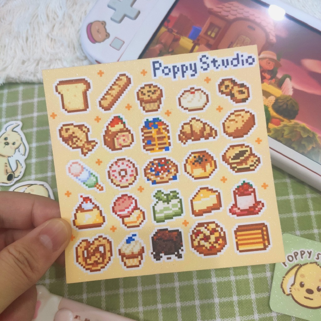 

Pixel Pastry Sticker Sheet | Glitter Sticker by Poppy Studio