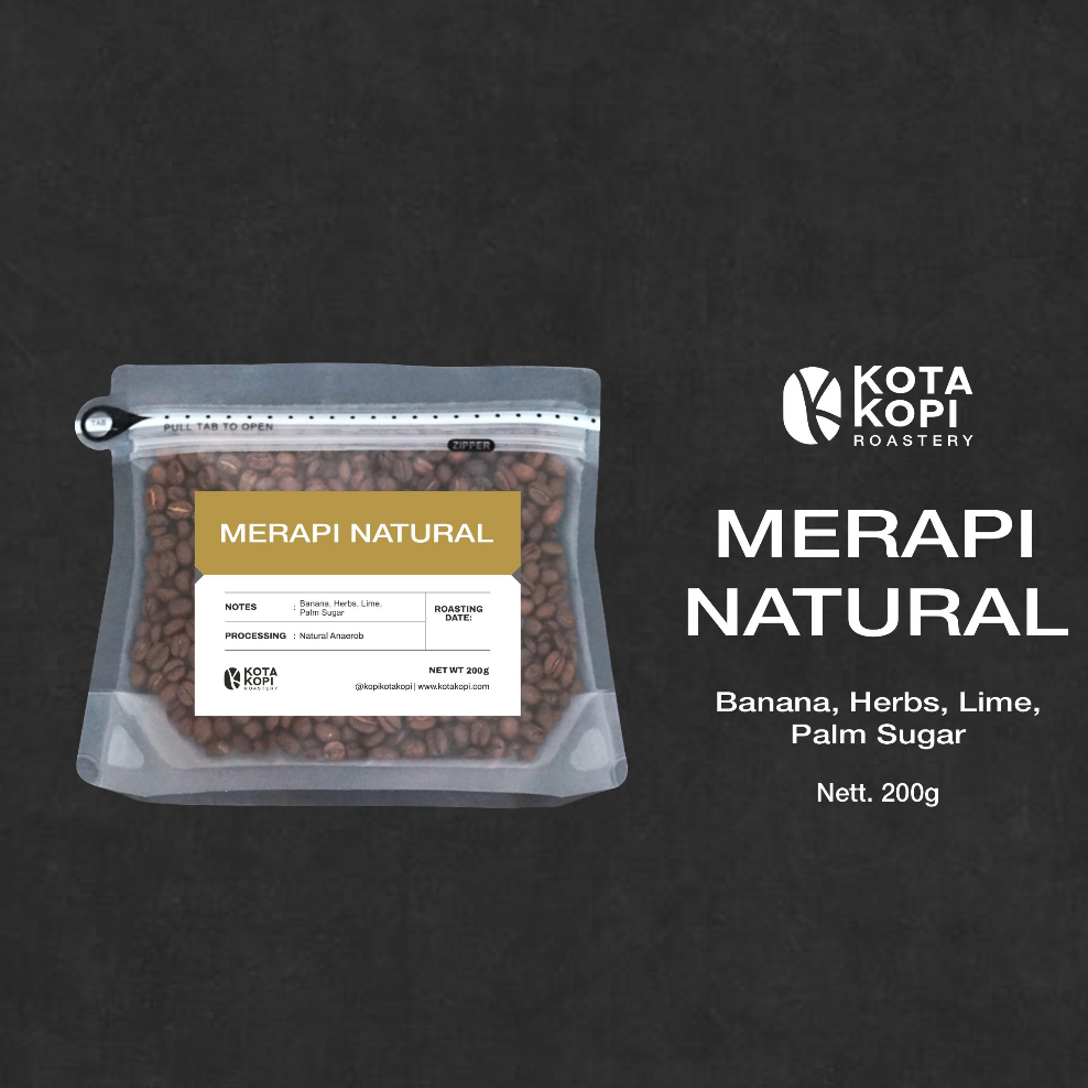 

Kota Kopi Roastery - Merapi Natural Banana Fragrance Biji Kopi Bubuk Wangi Pisang Single Origin 200 gram 100 gram 200g 100g