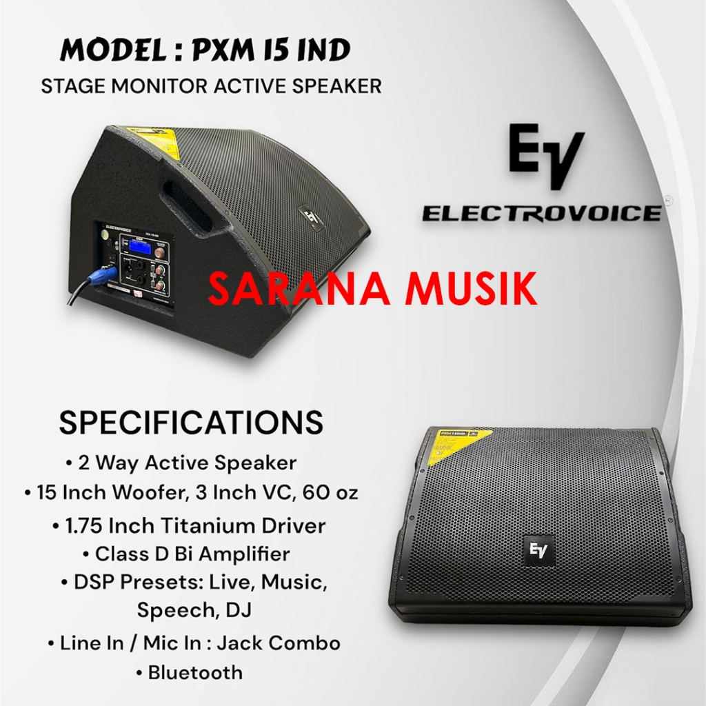 FLOOR MONITOR 15 INCH EV PXM 15 IND STAGE MONITOR ACTIVE SPEAKER EV PMX15IND PMX-15IND