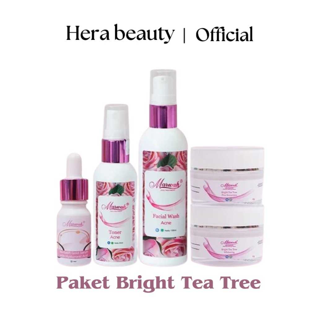 Marwah Skin Care Paket Bright Tea Tree | Perawatan Untuk Kulit Berminyak | Original