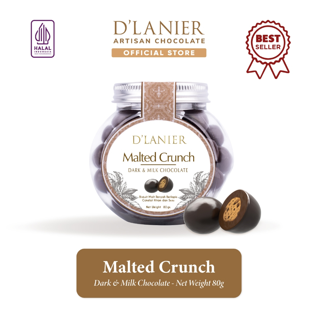 

D'Lanier Malted Crunch with Dark & Milk Chocolate - 80 gr