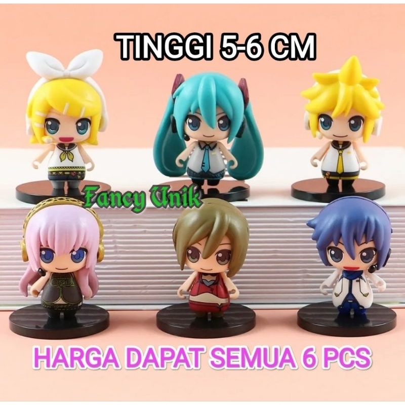 Figure Anime Hatsune Miku Rin Len Kaito Set 6 Pcs