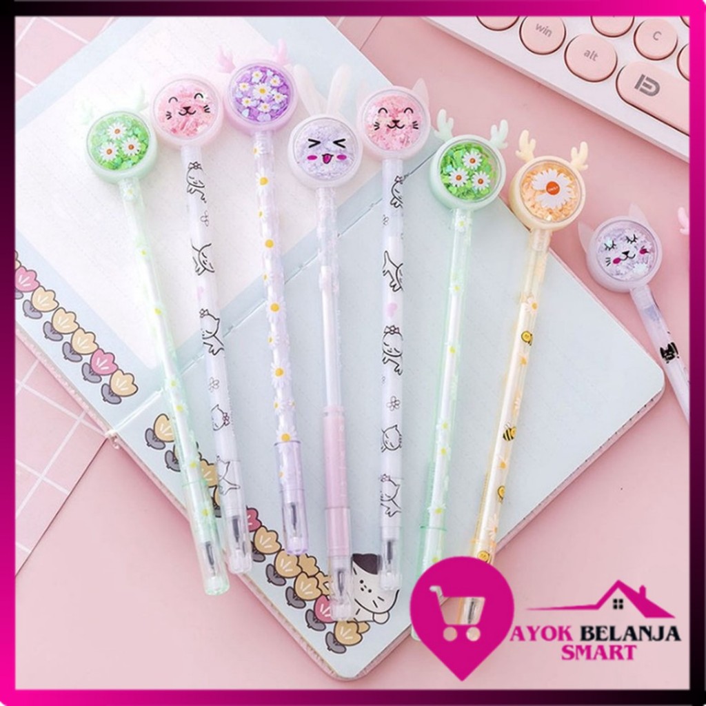 

ABS Pena Karakter Payet Gliter Bunny Lucu Black Ink Gel Pulpen Murah Gel Bolpen Gel Pastel Alat Tulis Karakter Kupu-Kupu Perlengkapan Sekolah Kantor Murah