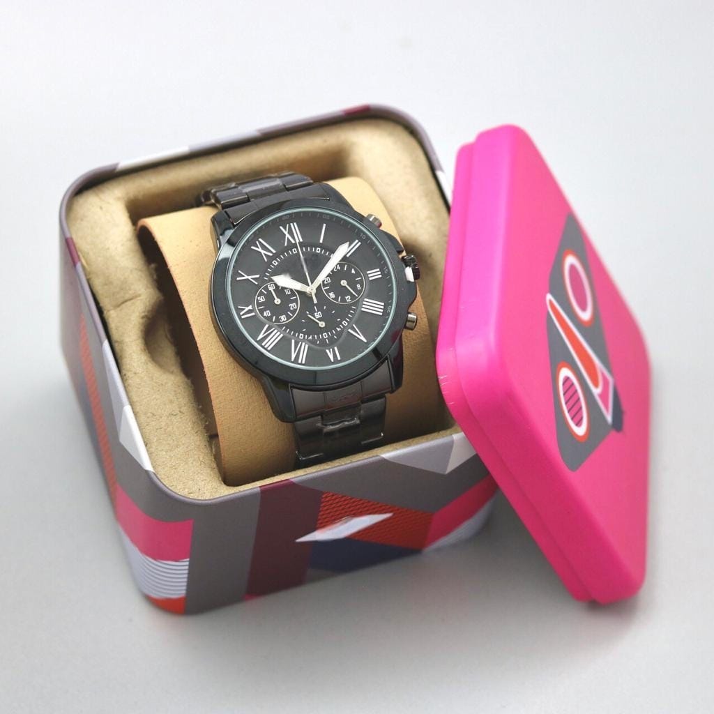 ( BISA COD ) JAM TANGAN PRIA FOSSOL / FOXXIL 5230 RANTAI STAINLESS CHRONO TANGGAL AKTIF INCLUDE BOX 