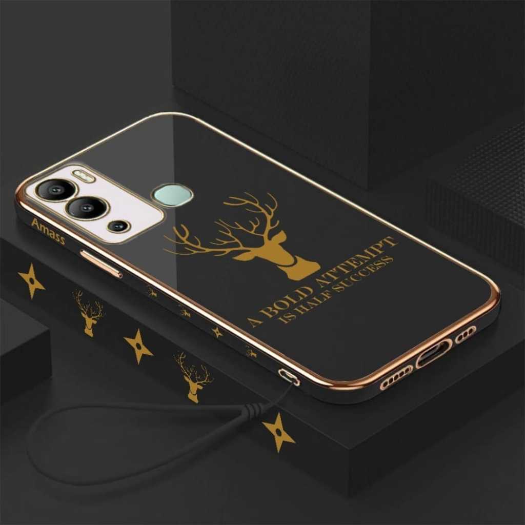 Case Infinix Hot 9 Play Plating Lucky Deer Free Tali