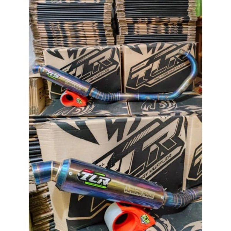 Knalpot CB/GL/MP Tiger type bulat full Blue Moon TLR factory muffler