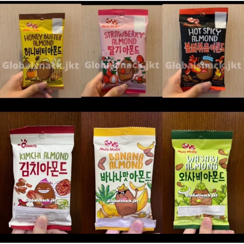 

30g NUTS HOLIC Honey Butter Almond / Hot Spicy Almond / Strawberry Almond / Kimchi Almond / Wasabi Almond / Banana Almond Korea Halal