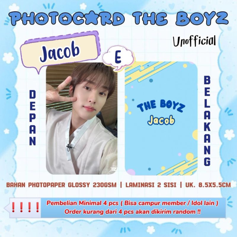 Photocard THE BOYZ - JACOB / Photocard Unofficial / Photocard  JACOB THE BOYZ / PC JACOB / THE B / P