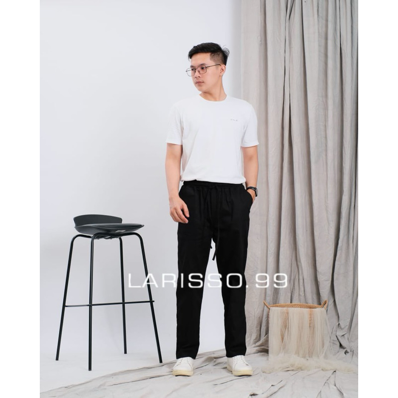 Celana Katun Ankle Pants Pria / Celana Panjang Hitam