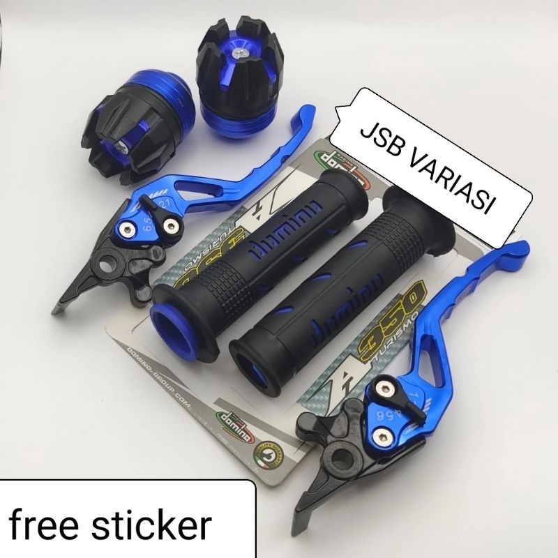 Paket ( 3in1 ) Handle Sisik Cnc Stelan+Handgrip Domino+Jalu As Ninja 250, Ninja R, Ninja 250 Fi, Nin