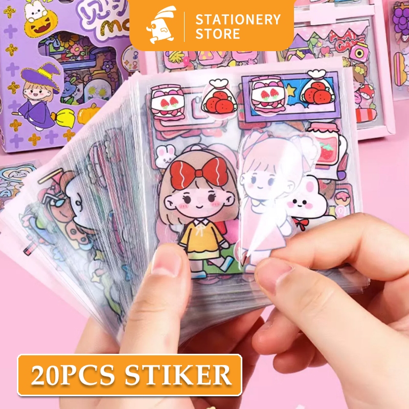

20Pcs FUNNY CARTOON SERIES PET DIY Diary Sticker Jurnal BUJO Planner Deco Stiker Hias-Rabbit Stationery