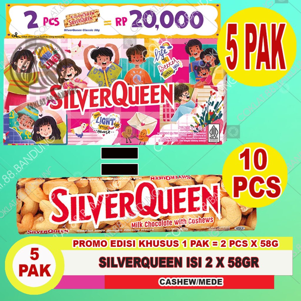 

RB SILVERQUEEN 1 BOX 55 gram BESAR, COKLAT SILVERQUEEN 55gr X 10 pcs, COKELAT SILVER QUEEN 55 gr ISI