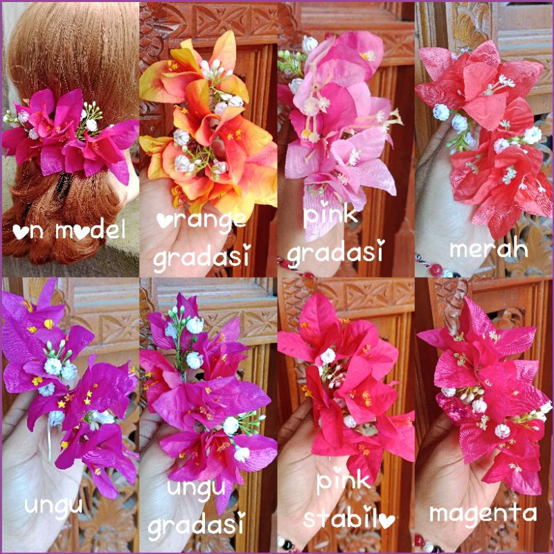 Aksesoris bali - semanggi rambut bunga parigata/ bougenvile