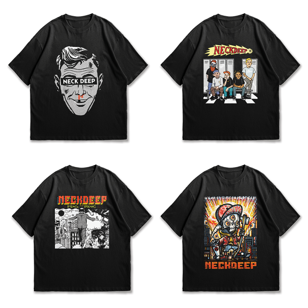 NECKDEEP | BAJU KAOS OVERSIZE GRAPHIC DISTRO MUSIK BAND | Oversized Unisex Cotton 24s Casual Longgar
