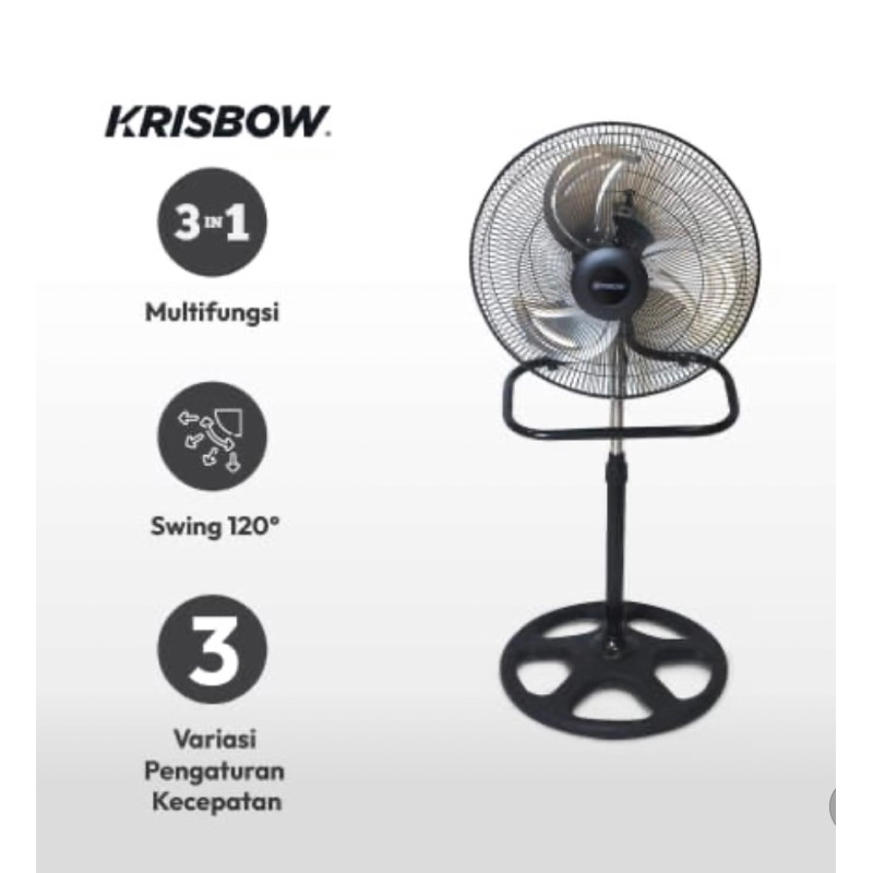 Krisbow 18 Inci Kipas Angin Industrial 3 In 1 Hitam