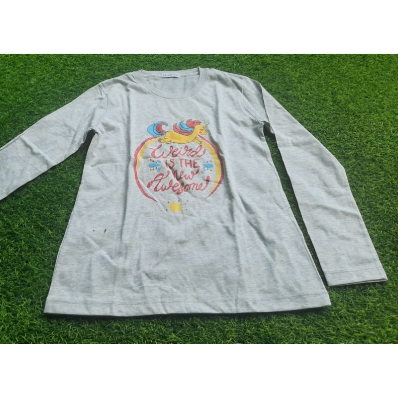 Kaos Anak Perempuan Lengan Panjang warna Abu-Abu Nevada