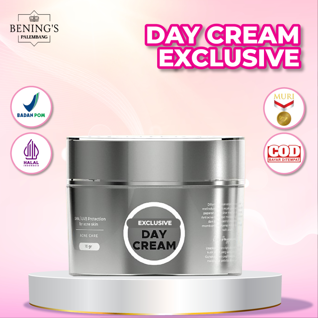 Day Cream Exclusive Benings Skincare - formulasi untuk mengatasi permasalahan wajah flak - Bening Sk