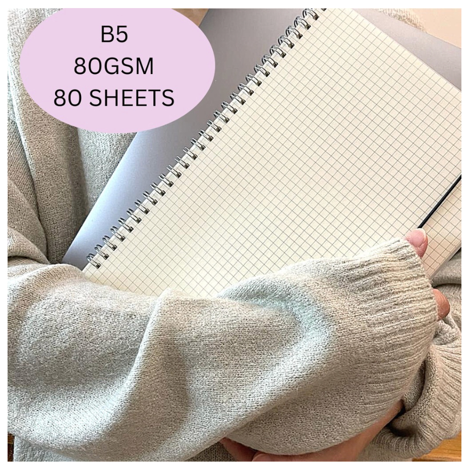 

dqs BUKU A5 B5 WRITING JOURNAL NOTE BOOK WITH SPIRAL BINDER RING DOTTED GRID LINES japanese notebook
