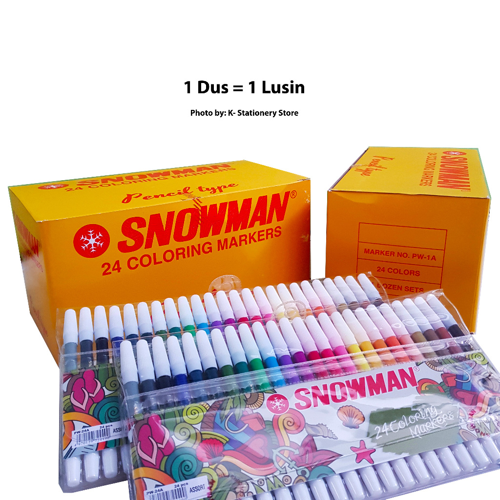 

H7Y Spidol Kecil Snowman Set 24 Colours Pencil Marker Sign Pen Spidol Snowman 24 Warna