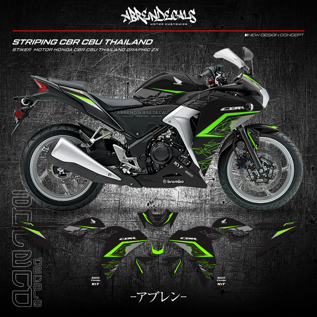 STRIPING CBR CBU THAILAND GRAFIS ZX CUSTOM VARIASI / STIKER MOTOR HONDA CBR CBU DESIGN NEW / STOCK D