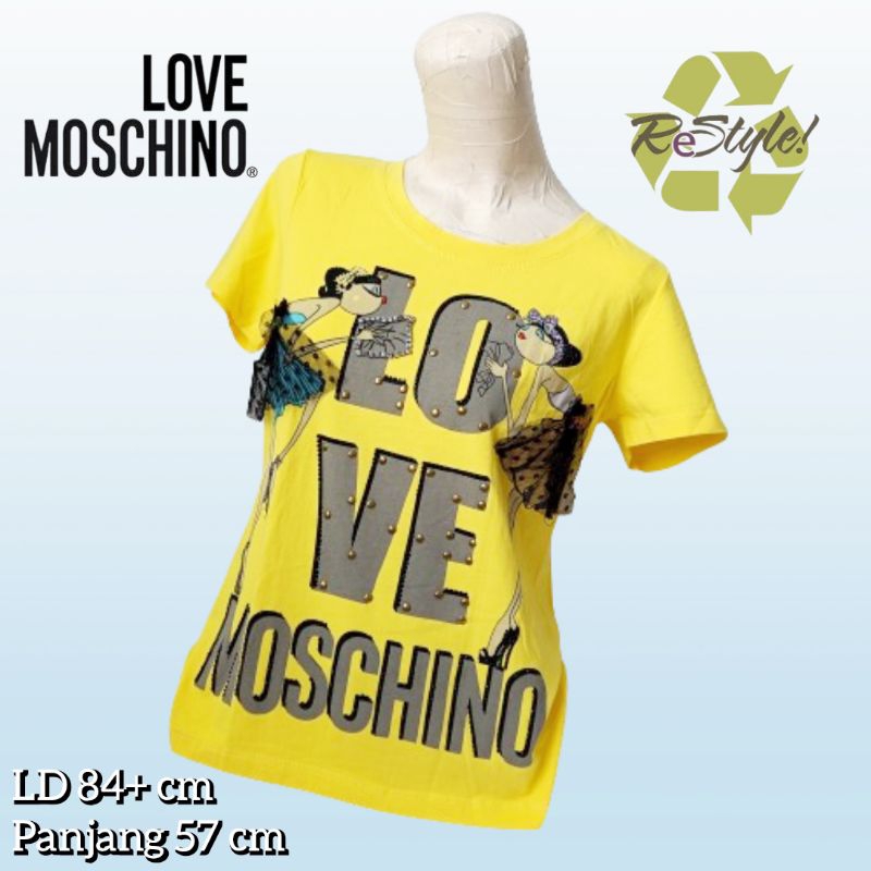 LOVE MOSCHINO Atasan Kaos Adem Kuning Preloved Premium Size S