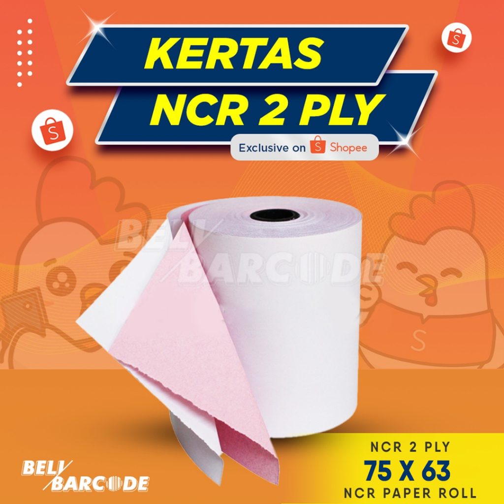

Kertas NCR 2 Ply 75 x 63 mm Struk Kasir Paper Dot Matrix 75x63 10 Roll