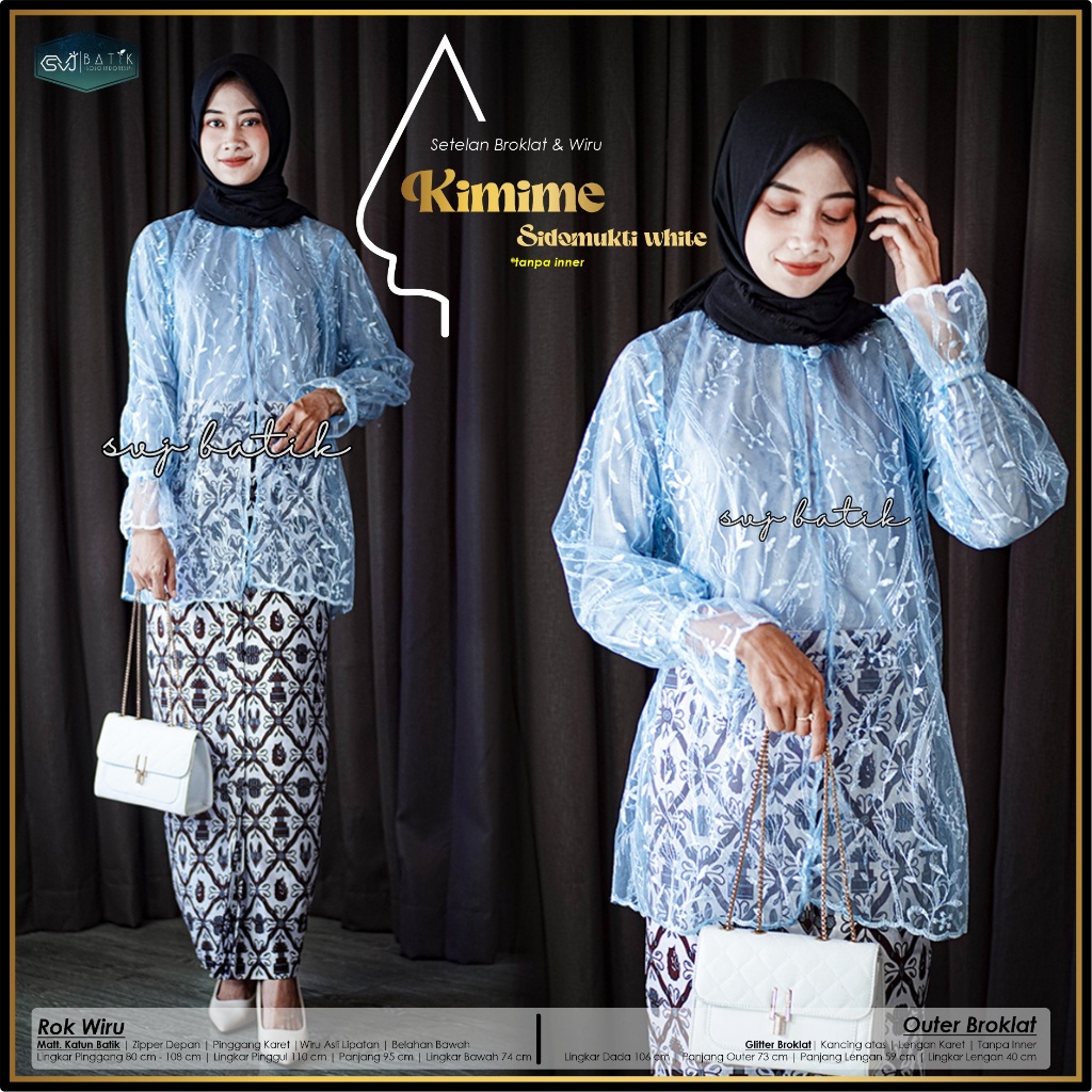 Setelan batik rok wiru lipit bawahan kebaya wanita dewasa katun mix broklat ori solo svj batik