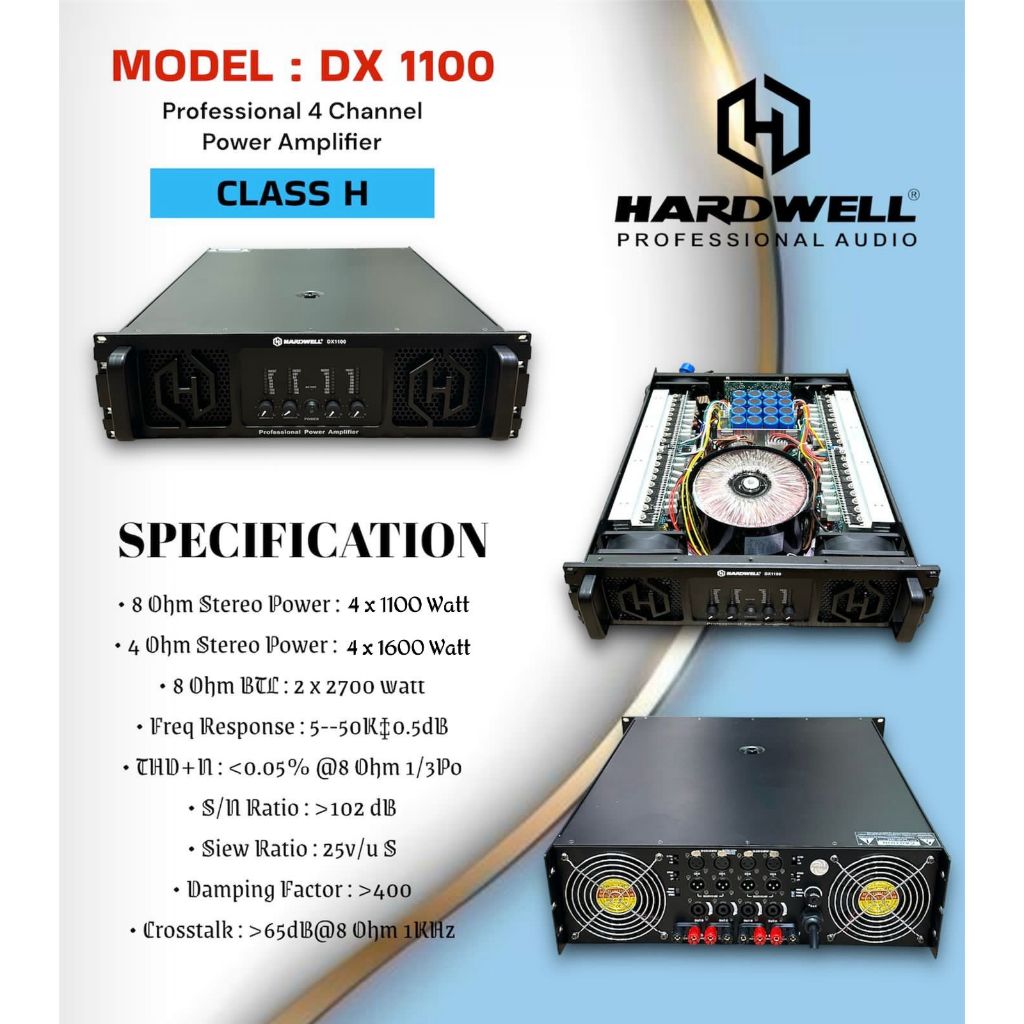 POWER AMPLIFIER HARDWELL AUDIO DX1100 / DX 1100 / DX-1100 ORIGINAL