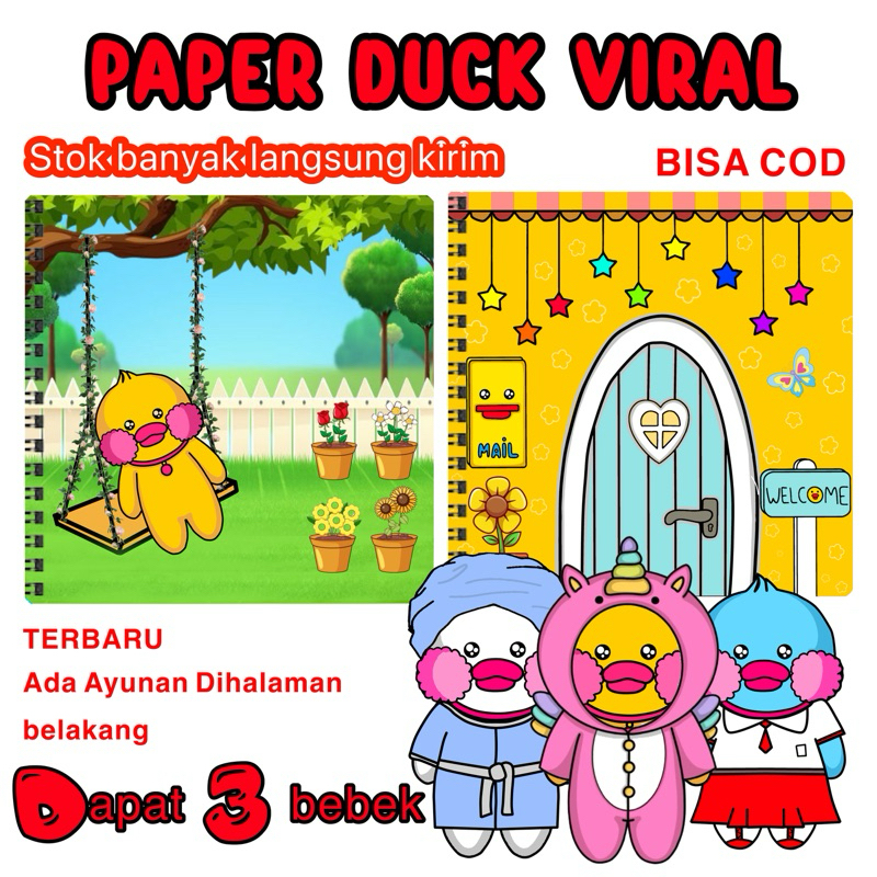 PAPER DUCK VIRAL - BONEKA KERTAS BEBEK - BEBEK KERTAS - PAPER DOLL - PAPER DUCK - MAINAN EDUKASI - MAINAN ANAK - BONGKAR PASANG - Mainan bp - paper duck