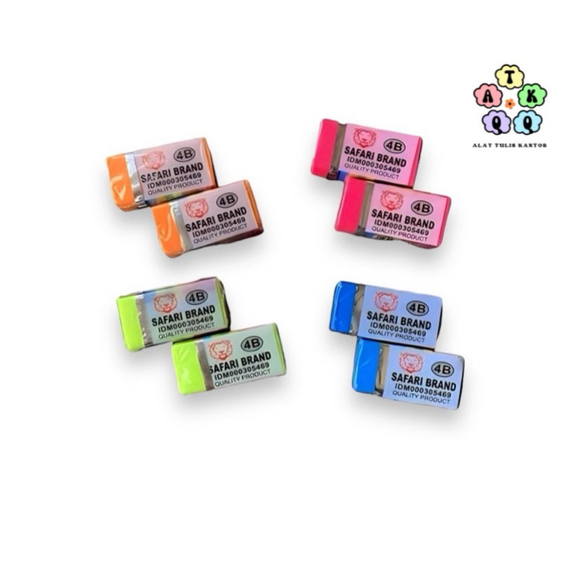 

PENGHAPUS SAFARI BRAND WARNA/ PENGAHPUS WARNA WARNI/ PENGHAPUS PENSIL 4B/ ERASER/ PENGHAPUS PENSIL MURAH