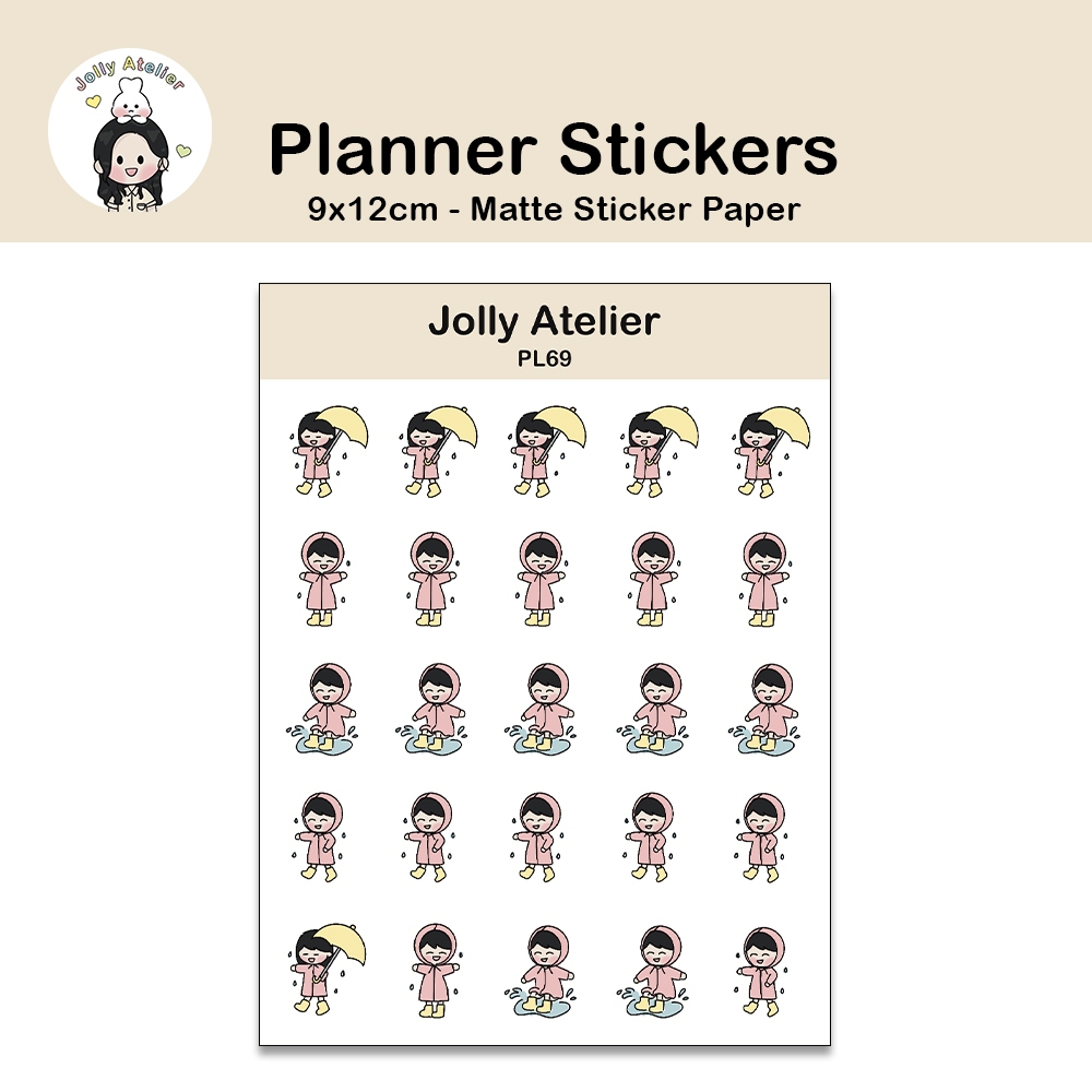 

Play with rain / main hujan Stickersheet | Planner sticker [jollyatelier]