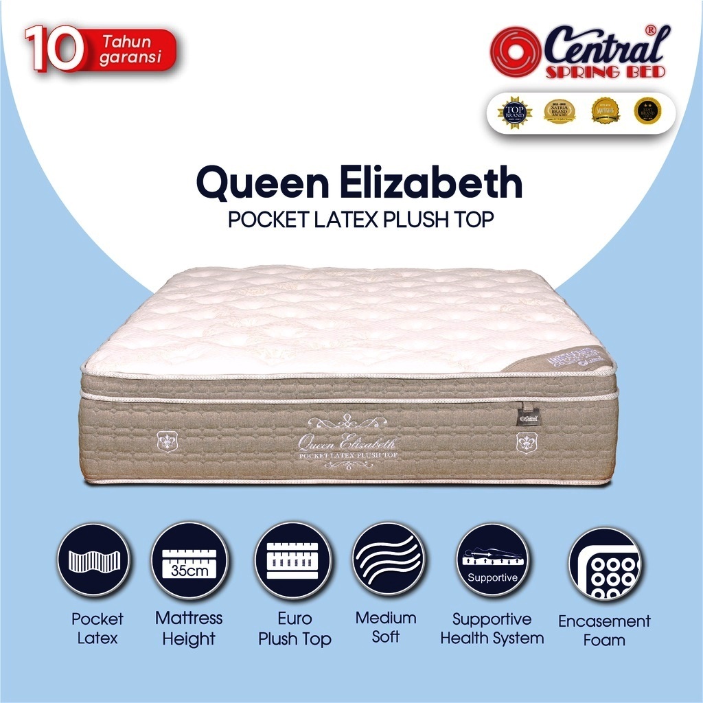 kasur matras springbed central type Queen Elizabeth pocket latex plushtop by central springbed