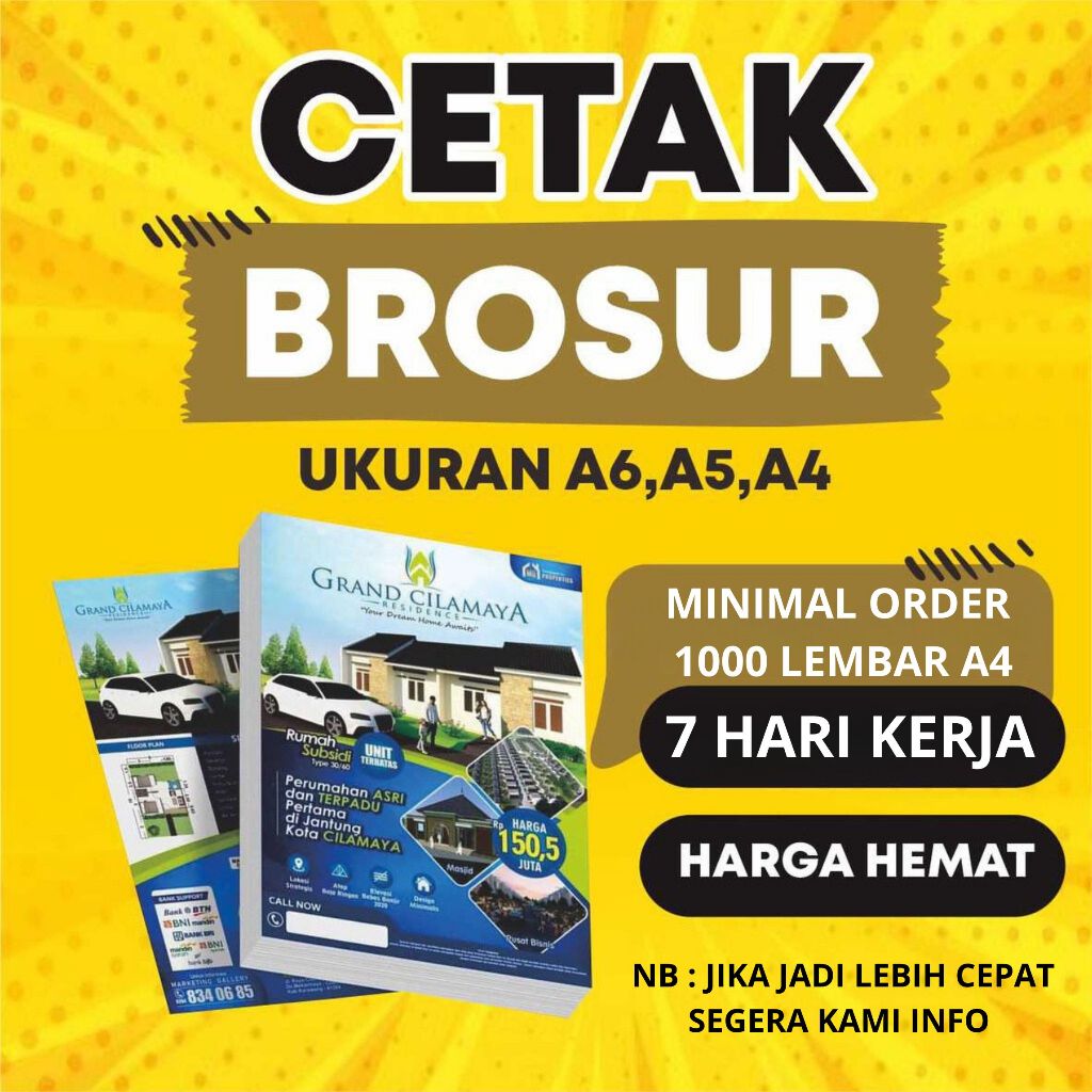 

Cetak Brosur 1/3 (1 Sisi ) 2 rim / 1000 lbr | Art Paper 120 gr Murah !