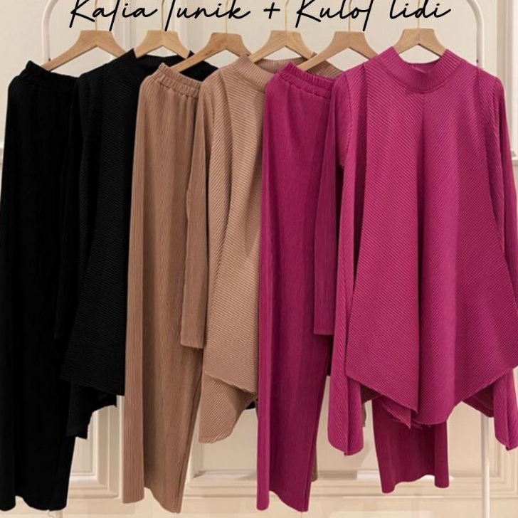 COD Setelan Tunik katia dan kulot premium  setelan plisket setelan atasan kulot