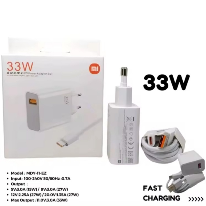 CHARGER XIAOMI 33Watt TURBO FAST CHARGING - CASAN XIAOMI REDMI NOTE 10 -33Watt TYPE C & MICRO USB