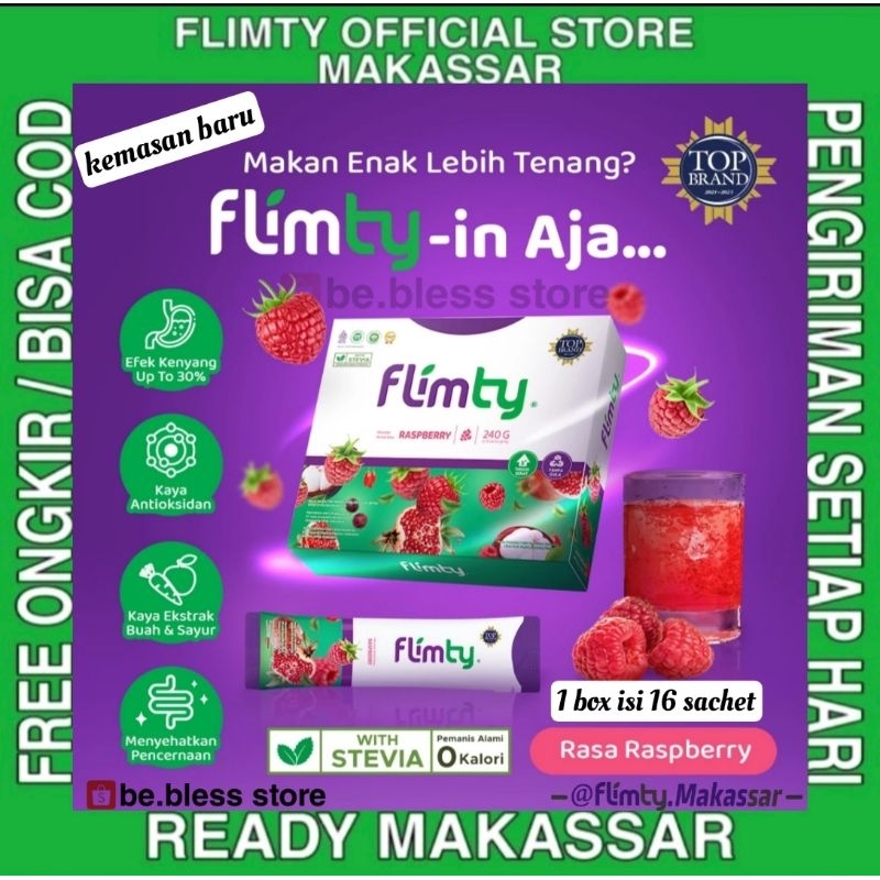 Flimty Fiber Rasa Raspberry   1 box isi 16sachet  ORIGINAL BPOM Ready Makassar   minuman diet detox 