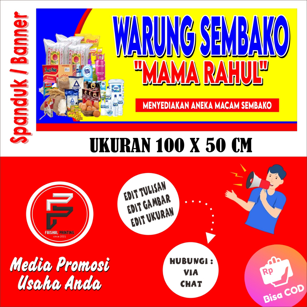 Spanduk Warung Sembako / Banner Warung Sembako / Spanduk Warung 100 x 50 cm