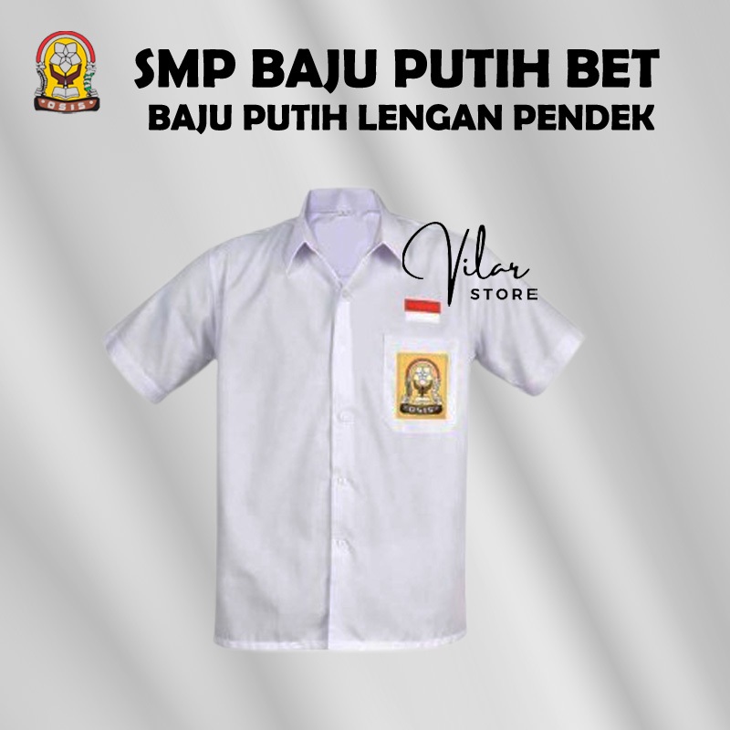 Baju Putih Seragam Sekolah SMP Anak Laki Laki OSIS Lengan Pendek Bahan Tebal Licin Premium Kemeja Be