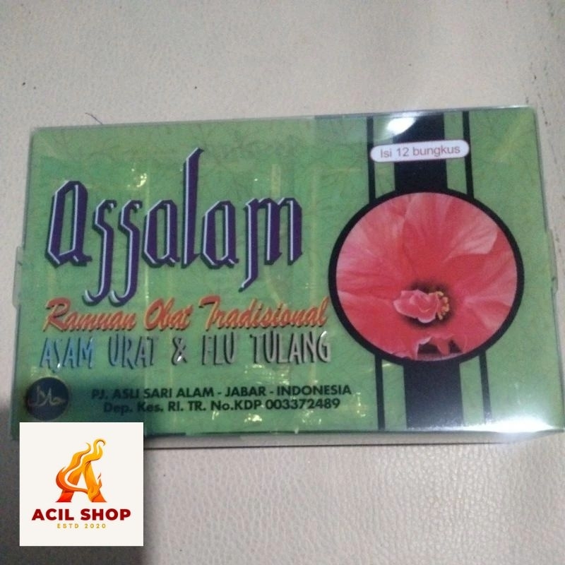 Obat tradisional Assalam isi 12 sachet untuk asam urat dan flu tulang