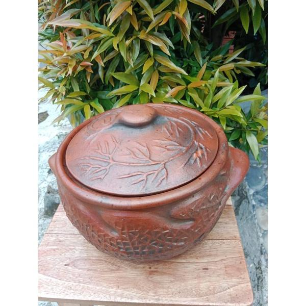 PANCI Sayur Tanah Liat 23cm BERMOTIF Panci Grabah BESAR